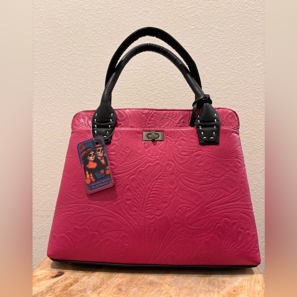 Pink Embossed Handbag